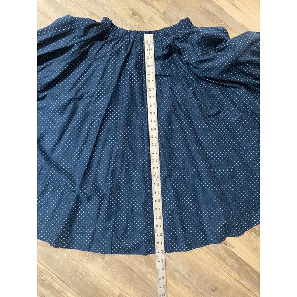 Vtg Skirt Top Set 70s 80s Blue Polka Dot Ruffle Sleeve Circle Skirt Tie Belt EUC - Picture 9 of 10